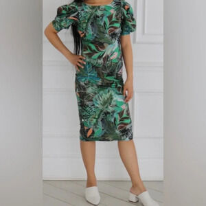 Nadya Toto Jungle Print Bodycon Dress Sz M